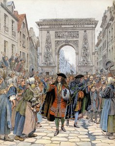 An der Porte Saint-Denis in Paris, der Marschall von Boufflers (Louis François de Boufflers) von Maurice Leloir