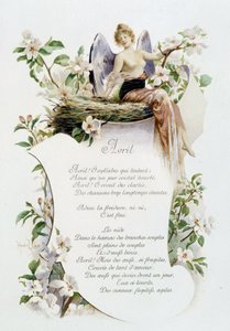Avril „La Chanson du mois“ von Jérôme Doucet, Illustration - Maurice Leloir, ed. Reims 1904. L. Michaud