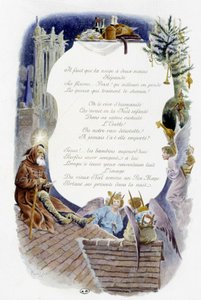 Dezember "La Chanson du mois" von Jérôme Doucet, Illustration - Maurice Leloir, ed. Reims 1904. L. Michaud