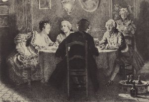 Illustration für Buch VIII von Les Confessions de Jean-Jacques Rousseau (Gravur) von Maurice Leloir
