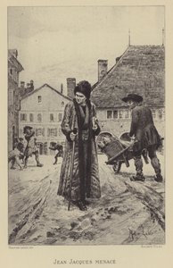 Jean-Jacques Rousseau auf der Straße bedroht von Maurice Leloir