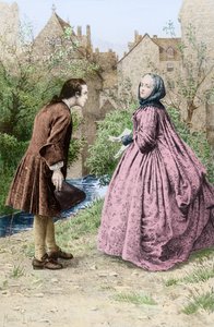 Treffen des jungen Jean-Jacques Rousseau und der zukünftigen engen Freundin Madame de Warens, 21. März 1728 von Maurice Leloir