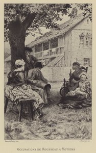 Beschäftigungen von Rousseau in Motiers (Gravur) von Maurice Leloir