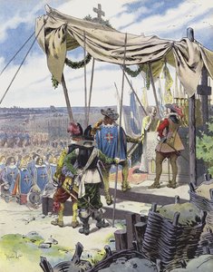 Richelieu feiert Messe im Lager von La Rochelle von Maurice Leloir