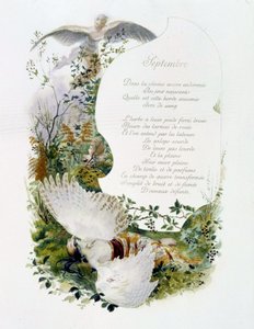 September „La Chanson du mois“ von Jérôme Doucet, Illustration - Maurice Leloir, ed. Reims 1904. L. Michaud
