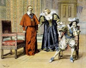 Der Tag der Narren (11/11/1630): Richelieu bleibt unbeeindruckt von den Beleidigungen von Marie de Medici - in „Richelieu“ von Maurice Leloir.