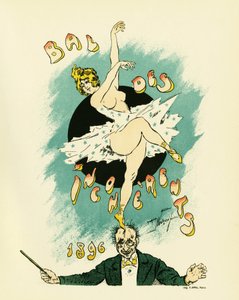 Plakat für den Ball der Inkoherenten, Ball organisiert zwischen 1885 und 1896 in Paris im Rahmen der von Jules Levy 1882 ins Leben gerufenen künstlerischen Bewegung der Inkoherenten Künste