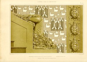 Architektonische Dekoration mit Löwenkopf, Enten und Schildkröten