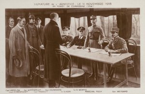 Unterzeichnung des Waffenstillstands zur Beendigung des Ersten Weltkriegs, Wald von Compiègne, Frankreich von Maurice Pillard Verneuil