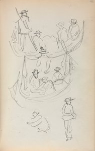 Italienisches Skizzenbuch: Zwei Gondeln mit Figuren von Maurice Prendergast