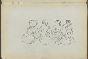 Skizzenbuch - Das Granitküstenhotel, Rockport, Seite 099: Sitzende weibliche Figuren von Maurice Prendergast