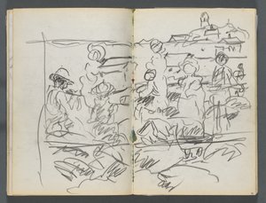 Skizzenbuch, Die Dells, Nr. 127, Seite 098 & 99: Figuren in einer Landschaft
