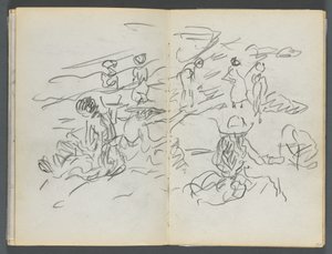 Skizzenbuch, The Dells, Nr. 127, Seite 100 & 101: Figuren am Strand