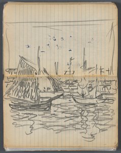 Skizzenbuch, Seite 056 & 57: Blick auf Segelboote