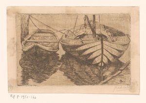 Ruderboot und Segelboot von Maurits van der Valk (signed by artist)