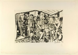 Hinter den Kulissen, Platte drei aus Jahrmarkt von Max Beckmann