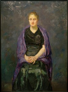 Bildnis Minna Beckmann-Tube mit violettem Schal