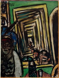 Café-Interieur mit Spielspiegel von Max Beckmann