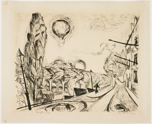 Landschaft mit Ballon von Max Beckmann