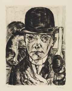 Selbstbildnis mit steifem Hut von Max Beckmann