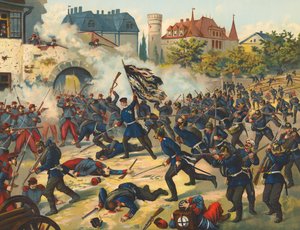 Deutsche Truppen stürmen Le Bourget von Max Henze-Dassau