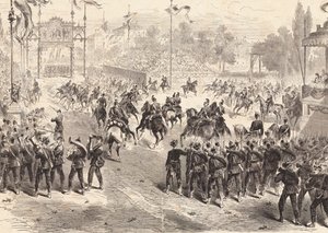 Parade deutscher Truppen, die aus dem Deutsch-Französischen Krieg zurückkehren, Dresden von Max Henze-Dassau