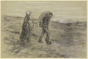 Arbeiter mit Frau von der Feldarbeit heimkehrend von Max Liebermann