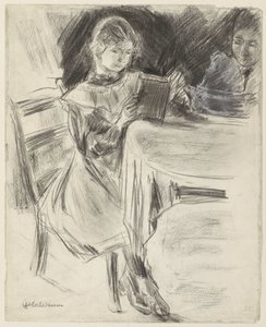 Tochter und Frau von Max Liebermann, lesend an einem runden Tisch
