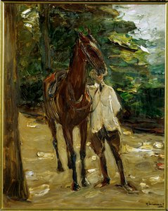 Pferdeknecht mit Pferd von Max Liebermann