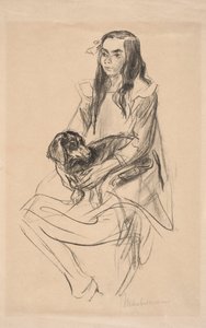 Sitzendes Mädchen mit Teckel von Max Liebermann