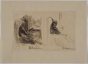 Zwei Bildnisse seines Vaters Louis Liebermann im Lehnstuhl von Max Liebermann