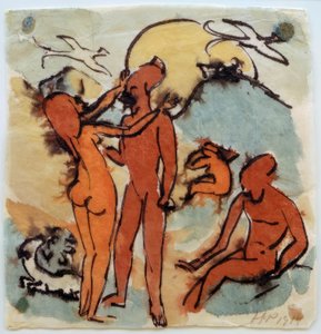 Badeszene mit Steuermannsvögeln