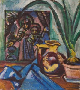 Stillleben mit Krug und Blattpflanze von Max Pechstein