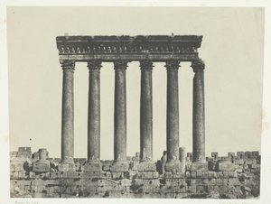 Baalbeck Héliopolis, Kolonnade des Sonnentempels, Syrien, 1849-51, gedruckt 1852 von Maxime Du Camp