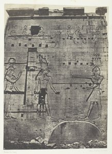 Großer Tempel der Isis in Philae, Zweiter Pylon; Nubien, Platte 74 aus dem Album "Ägypten, Nubien, Palästina und Syrien" (1852) von Maxime Du Camp