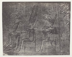 Palais de Karnak, Äußere Skulpturen des Granitheiligtums; Theben von Maxime Du Camp