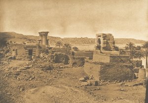 Ruinen und Dorf von Begueh, kleine Insel westlich von Philae, 11. April 1850