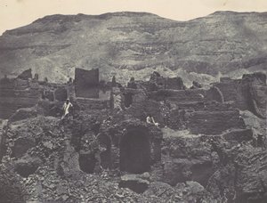 Theben. Médinet-Habou. Ruinen der Stadt Papa, 1850 von Maxime Du Camp