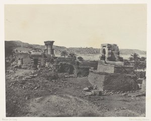 Dorf und Tempel der Insel Bégéh, im Westen von Philä; Nubien, Platte 81 aus dem Album "Ägypten, Nubien, Palästina und Syrien" (1852) von Maxime Du Camp