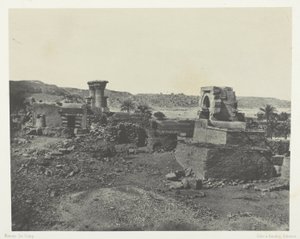 Dorf und Tempel der Insel Bégéh, im Westen von Philä; Nubien, Platte 81 aus dem Album "Ägypten, Nubien, Palästina und Syrien" (1852)