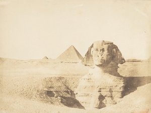 Ansicht des großen Sphinx und der großen Pyramide von Menkaure, Dezember 1849 von Maxime Du Camp