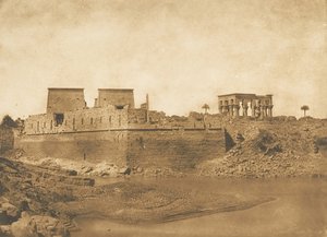 Gesamtansicht der Insel Philae, von der Südspitze der Insel Begueh, 1849-50 von Maxime Du Camp