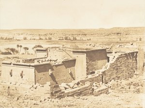 Vue générale du Temple de Kalabcheh Talmis, prise de la montagne, 8. April 1850