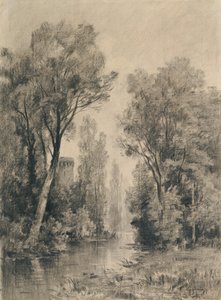Burg über einem Fluss von Maxime Lalanne