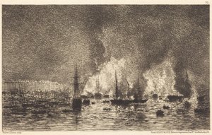 Brand im Hafen von Bordeaux von Maxime Lalanne