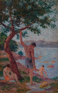 Saint-Tropez, Badende unter den Pinien