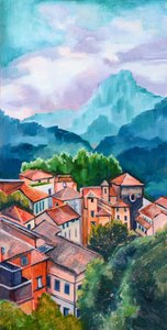 Bunte Hangstadt von Maxine Shore