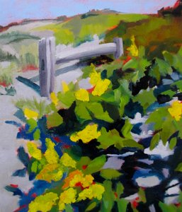 Sonniger Pfad mit gelben Blumen von Maxine Shore