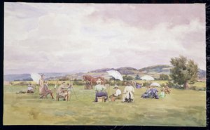 Eine Skizziergruppe in den Cotswolds, ca. 1910 von May Francis