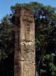 Detail der Stele E auf dem großen Platz von Mayan